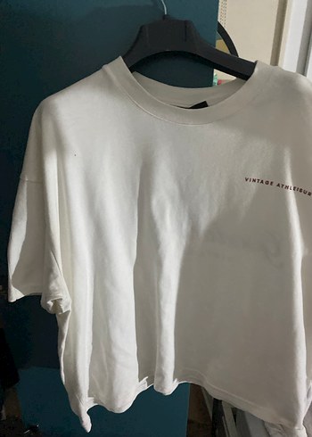 Beyaz Oversize Pamuklu Tişört - Görsel 3