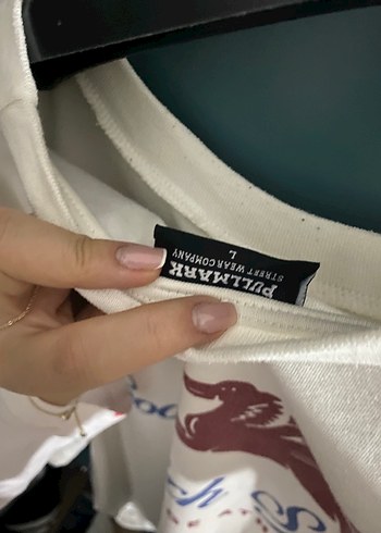 Beyaz Oversize Pamuklu Tişört - Görsel 5