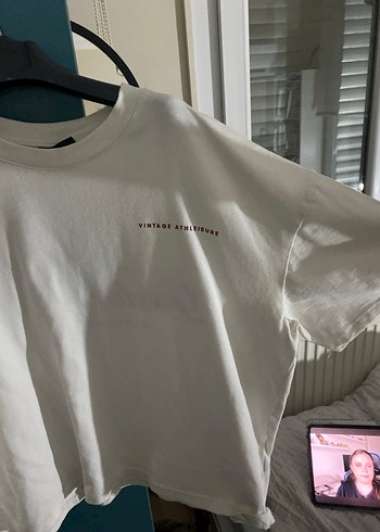 Beyaz Oversize Pamuklu Tişört - Görsel 2