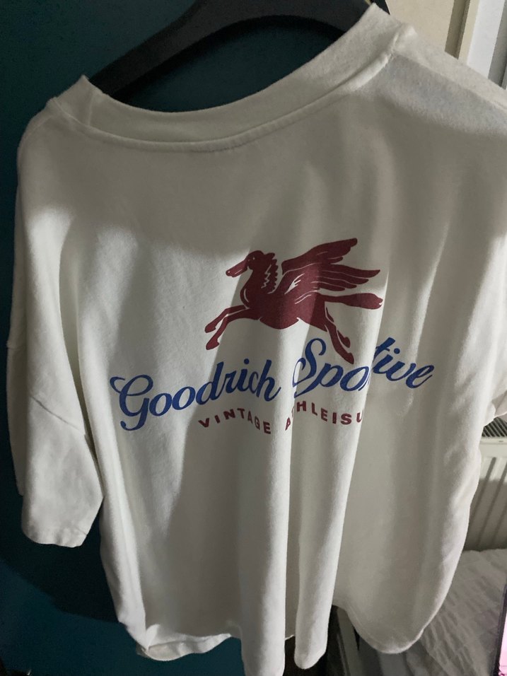 Beyaz Oversize Pamuklu Tişört - Görsel 4