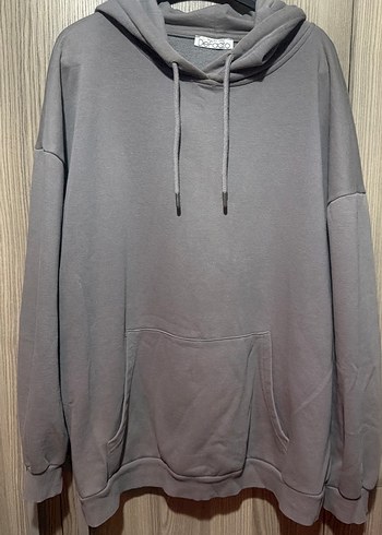 Defacto Gri Oversize Kapusonlu Sweatshirt