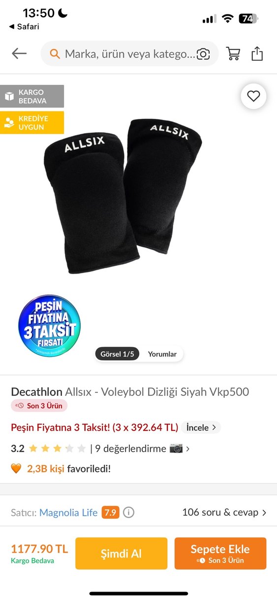 Allsix Siyah Voleybol Dizliği - Görsel 4