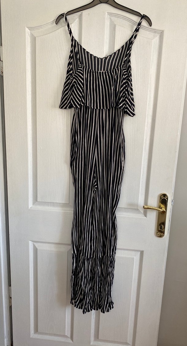 Kadın Siyah Çizgili Uzun Tulum - Görsel 2