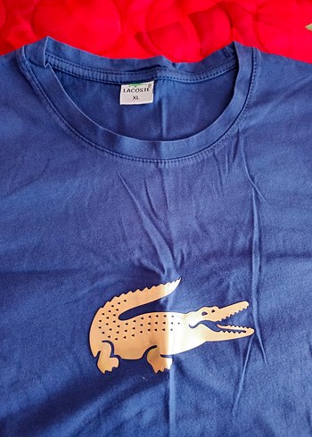 Diğer Lacoste Mavi Baskılı Kısa Kollu Tişört