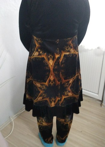 Desenli Uzun Siyah Gotik Hamile Etek - Görsel 3