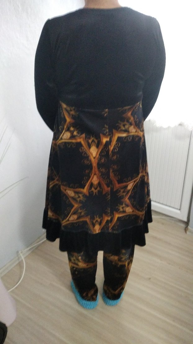 Desenli Uzun Siyah Gotik Hamile Etek - Görsel 3