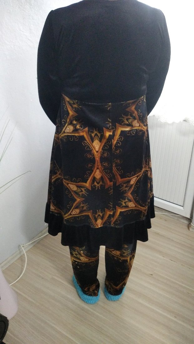 Desenli Uzun Siyah Gotik Hamile Etek - Görsel 5