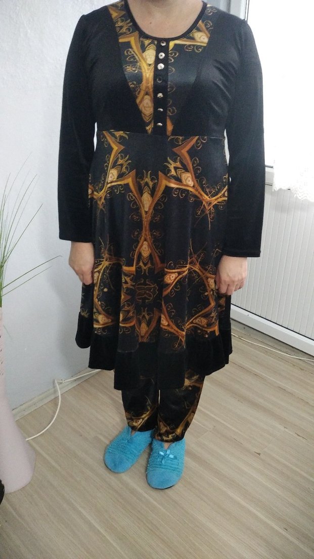 Desenli Uzun Siyah Gotik Hamile Etek - Görsel 4