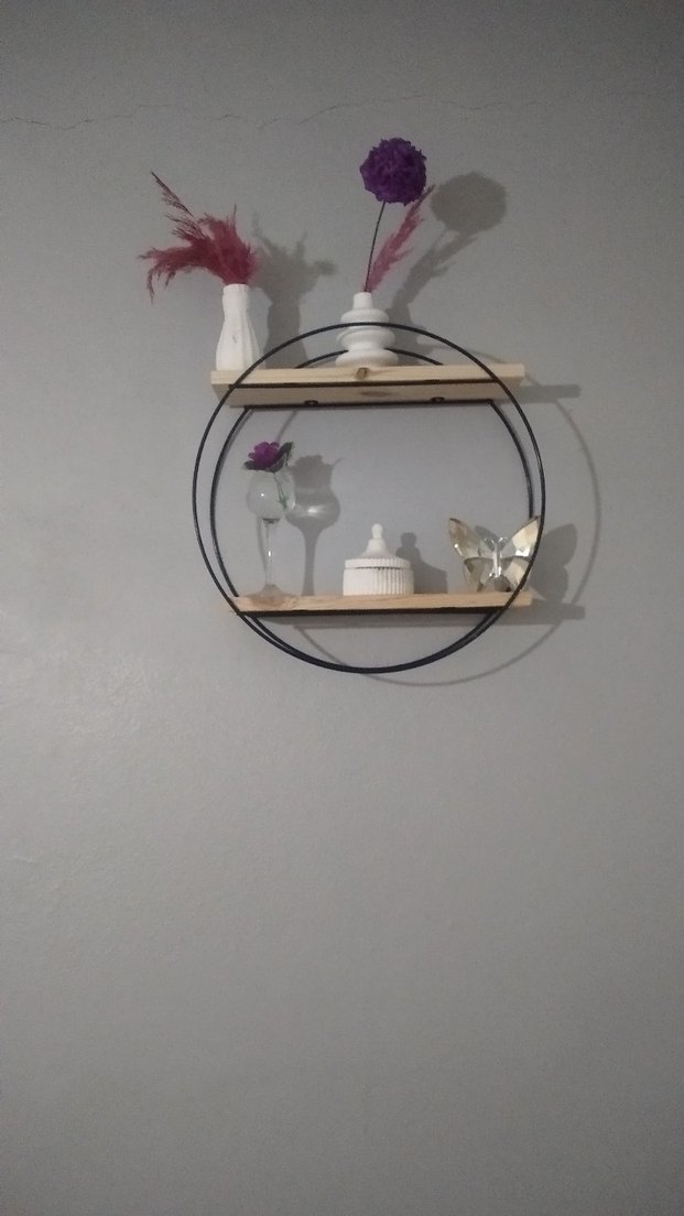 Gri Metal Çerçeveli Bej Çocuk Rafı - Görsel 2