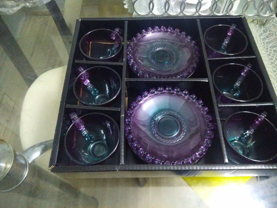 Parlak Mor Cam Fincan ve Tabak - Görsel 4