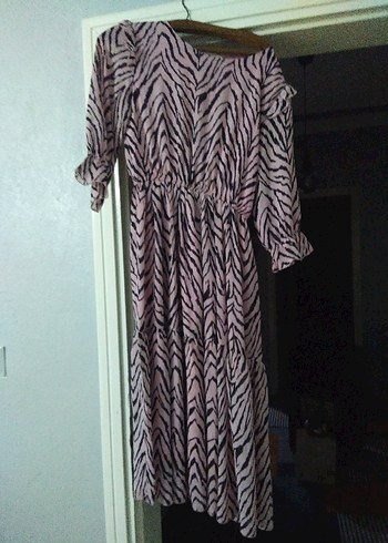 Zebra Desenli Uzun Bohem Elbise - Görsel 2