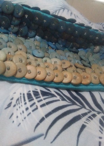 Düğmeli Turkuaz Bohem Kadın çanta fiyat - Görsel 3