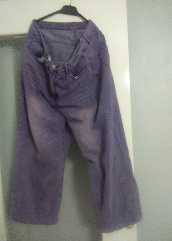 Mor Geniş Kesim Midi Kot Pantolon - Görsel 4