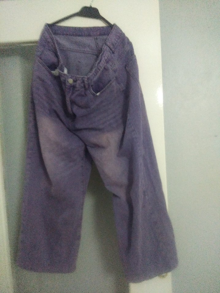 Mor Geniş Kesim Midi Kot Pantolon - Görsel 4