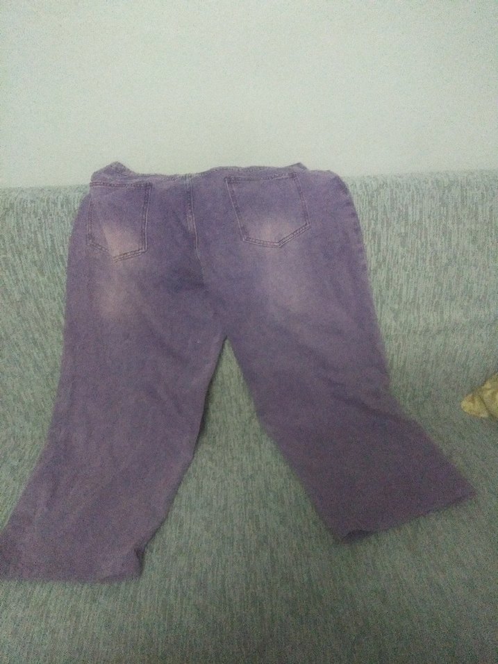 Mor Geniş Kesim Midi Kot Pantolon - Görsel 3