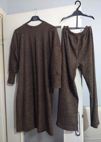 Kahverengi Triko Uzun Hamile Tunik - Görsel 2