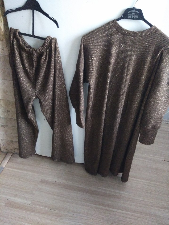 Kahverengi Triko Uzun Hamile Tunik - Görsel 3