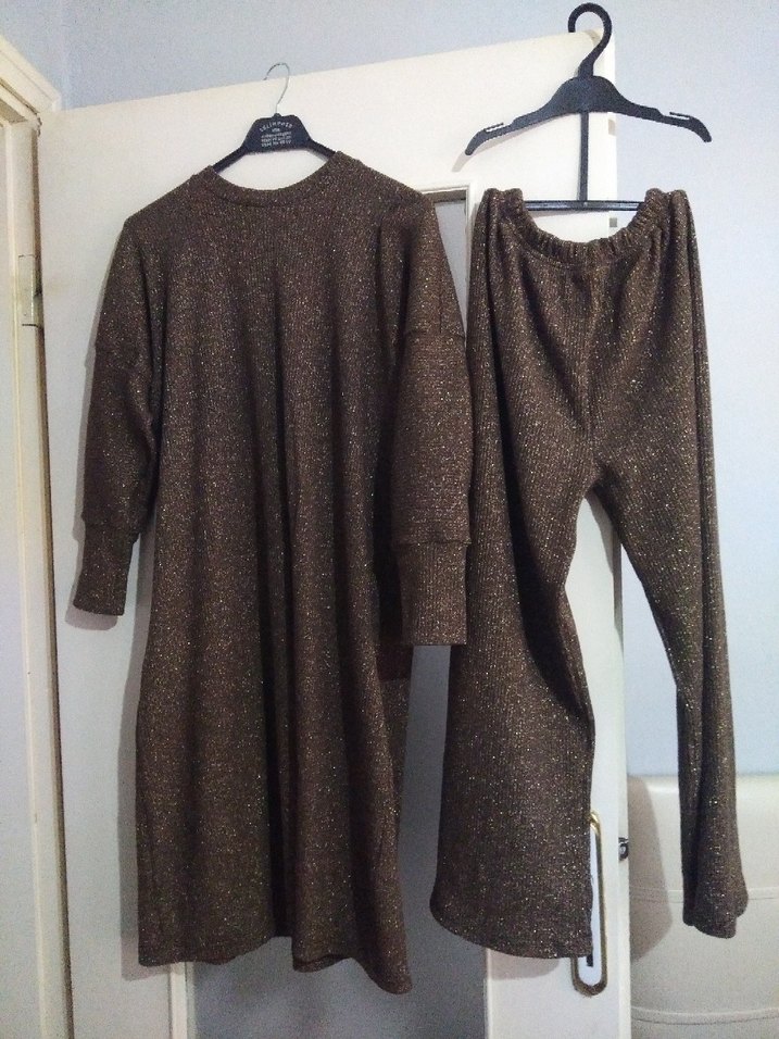 Kahverengi Triko Uzun Hamile Tunik - Görsel 2