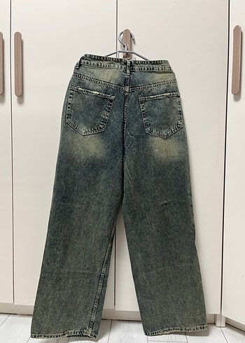 40 Beden gesto yesil soluk efektli baggy pantolon
