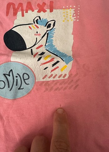 Çiçek Baskılı Kız Tişörtü, Düğmeli, Kısa Kollu - Görsel 2