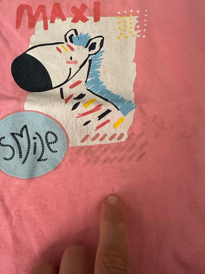 Çiçek Baskılı Kız Tişörtü, Düğmeli, Kısa Kollu - Görsel 2