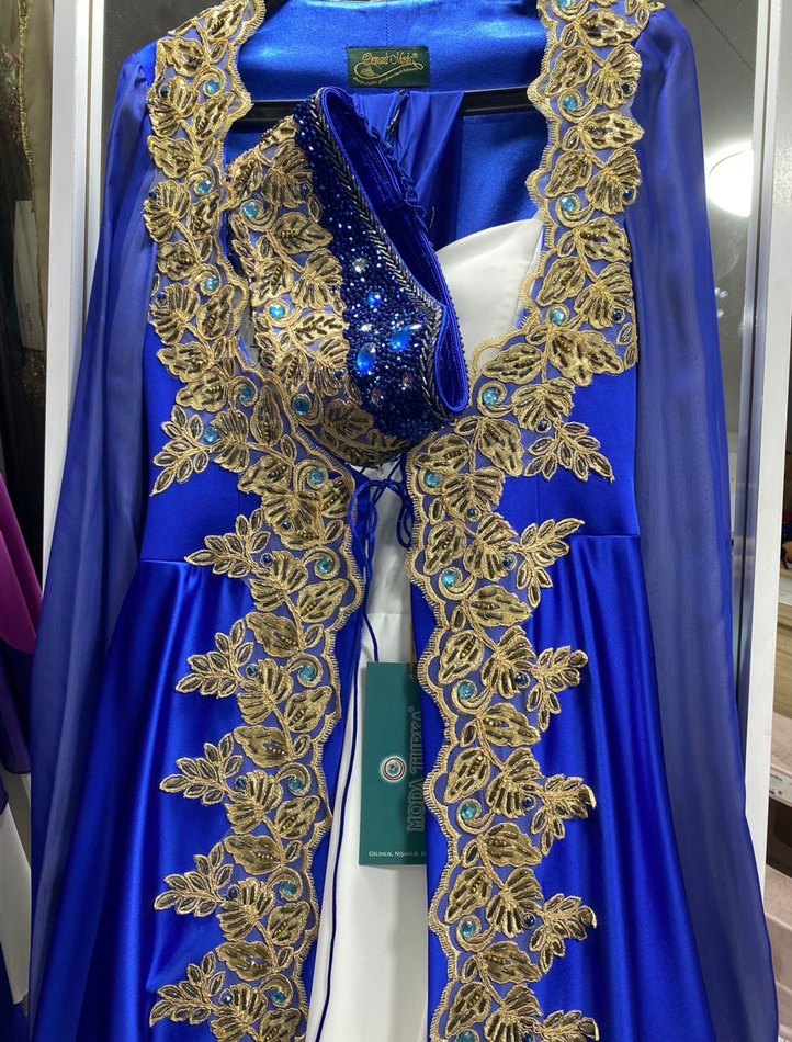 Kadın Mavi Uzun Nakışlı Bindallı - Görsel 2