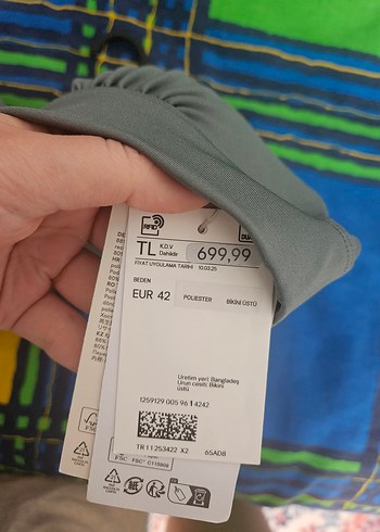 42 Beden yeşil Bikini Üstü