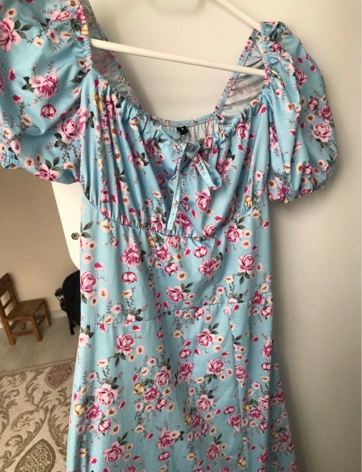 Pembe Çiçekli Bohem Uzun Elbise - Görsel 4