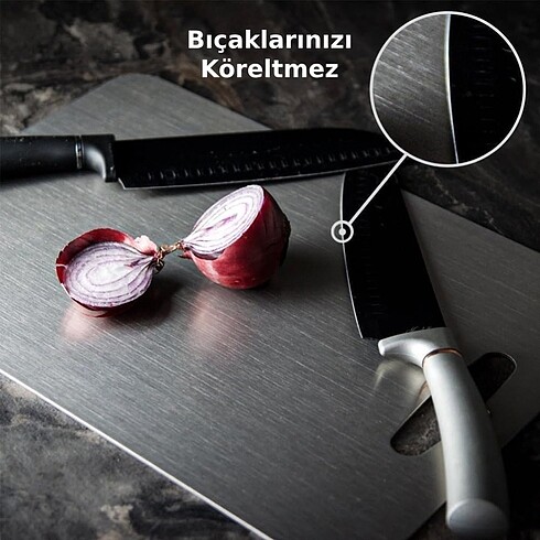 Beden Paslanmaz Çelik Kesme Tahtası. Antibakteriyel leke su tutmaz