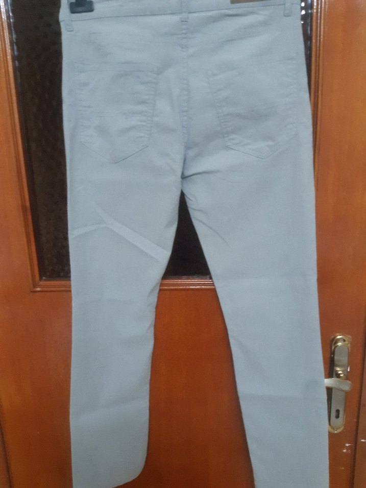 Erkek Bej Denim Kemerli Kumaş Pantolon - Görsel 4