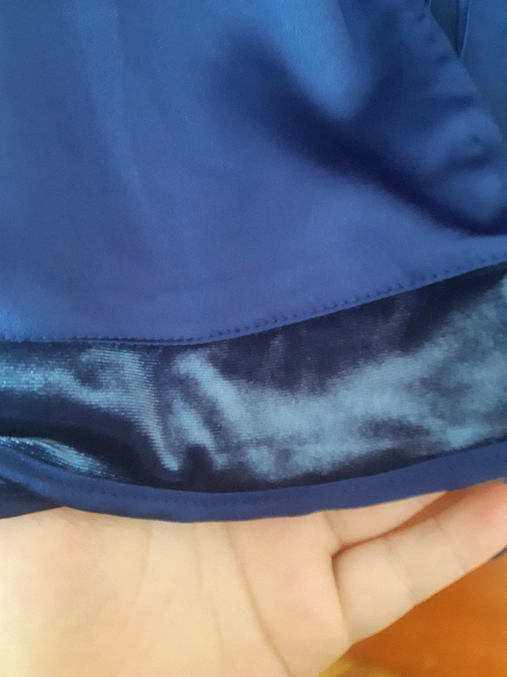 Parlak Mavi Uzun Kadın Sabahlık Saten - Görsel 3