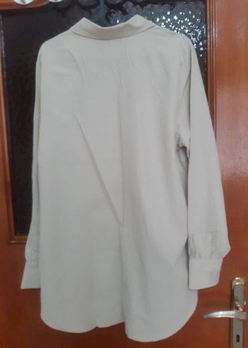 Bej Kadın Uzun Kollu Keten Gömlek - Görsel 4