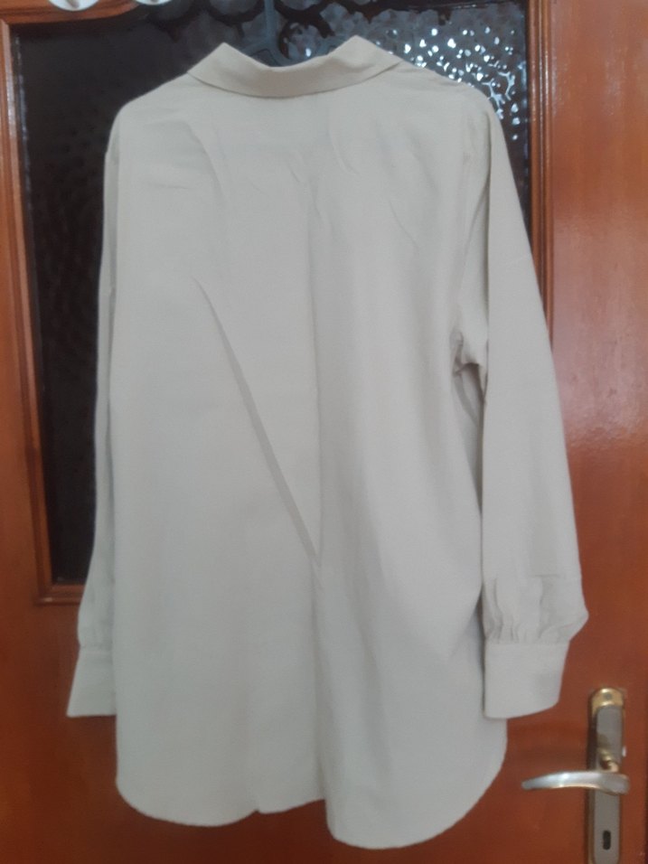 Bej Kadın Uzun Kollu Keten Gömlek - Görsel 4