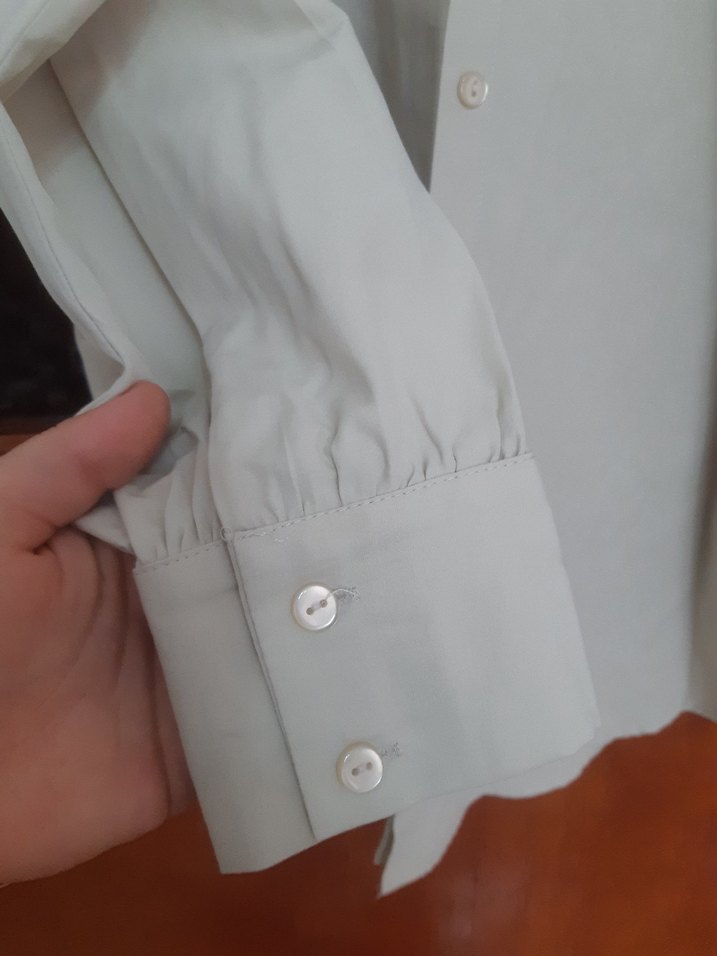 Bej Kadın Uzun Kollu Keten Gömlek - Görsel 3