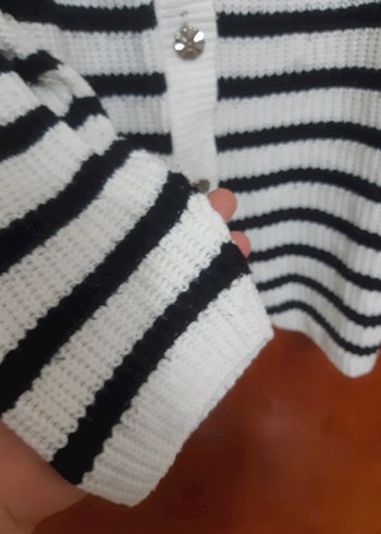 Zebra Desenli Uzun Kollu Triko Hırka - Görsel 2