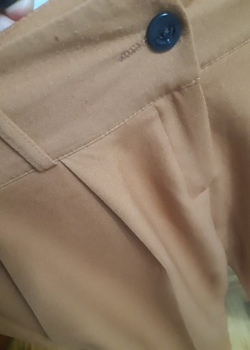 Bej Kadın Pilili Kumaş Pantolon - Görsel 2