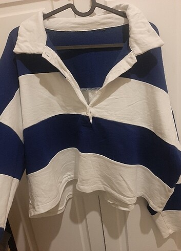 LACİVERT ÇİZGİLİ POLO YALA SWEATSHİRT 