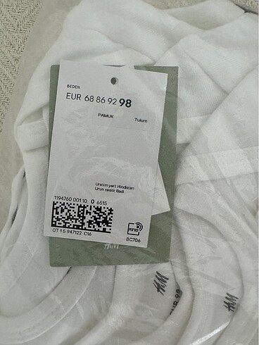 2 Yaş Beden beyaz Renk H&m çocuk zıbın body