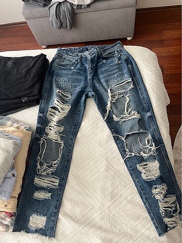 Oxxo yirtik dusuk bel pantalon