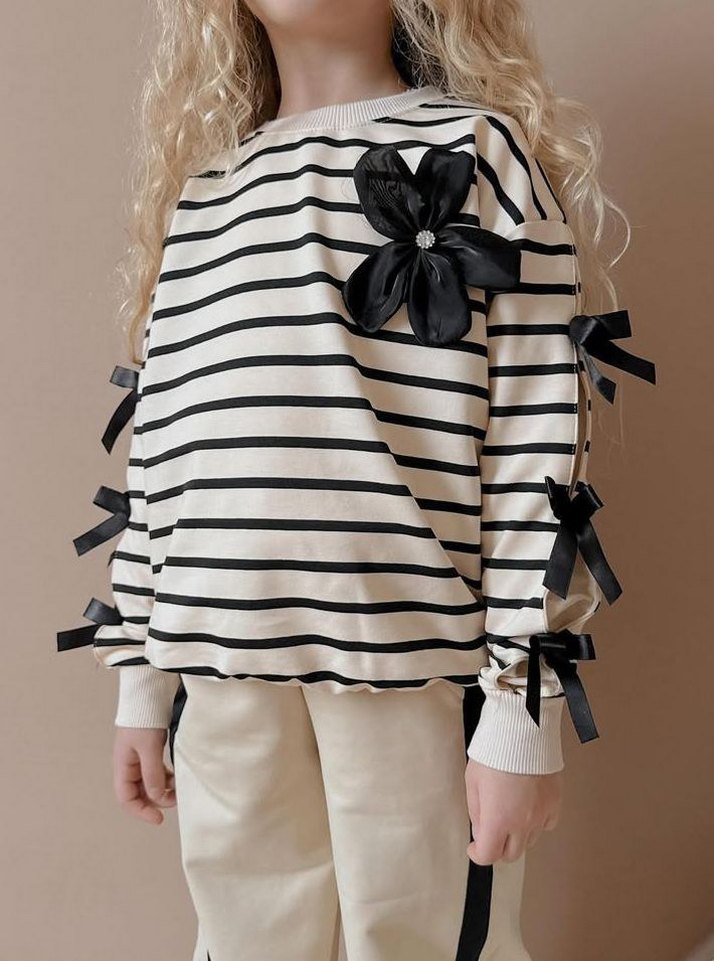 şerit detaylı kız çocuk takım - Görsel 2