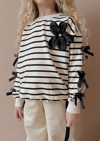 Şerit detaylı kız çocuk takım - Görsel 2