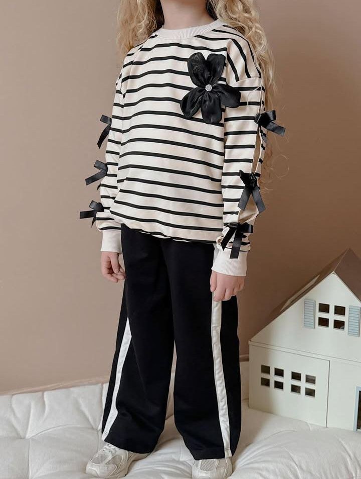  Şerit detaylı kız çocuk takım  - Görsel 2