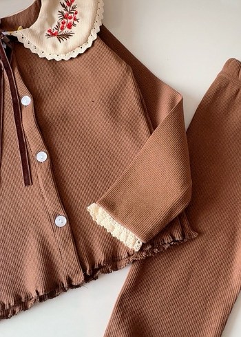 bebe yaka nakışlı Kız çocuk Takımı - Görsel 3