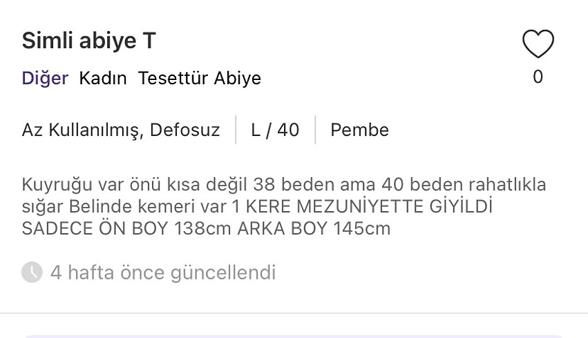 40 Beden pembe Renk Pembe simli abiye