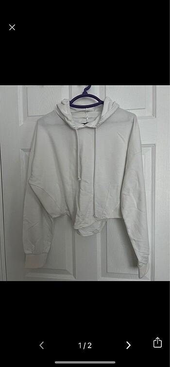 Korse Detaylı Beyaz Crop Sweat