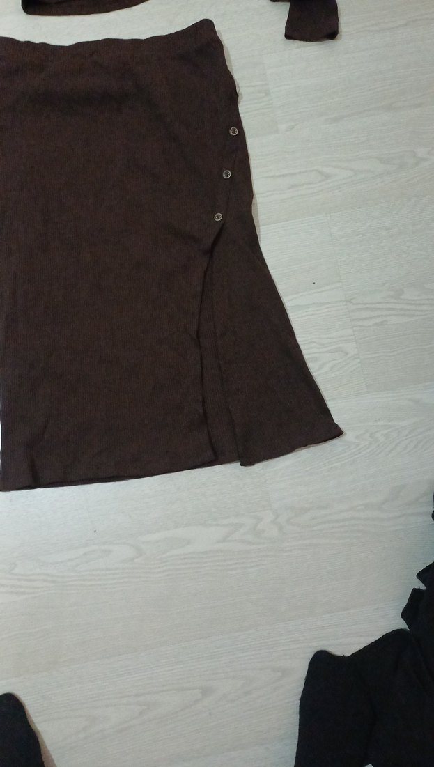 Düğmeli Kahverengi ikili takım - Görsel 2