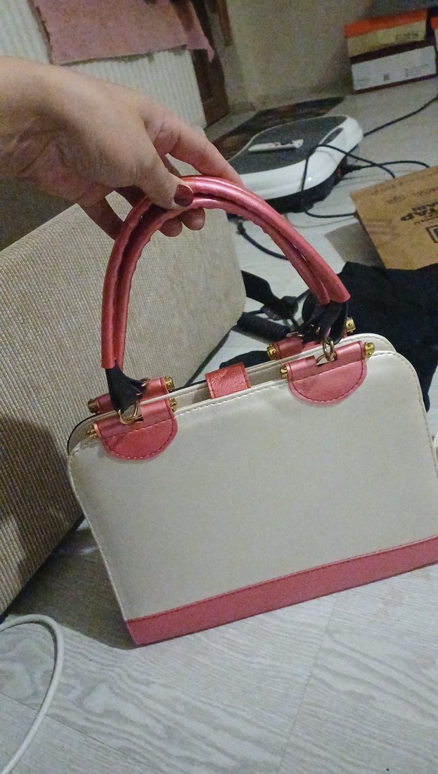 Pembe Tokalı Deri Kadın Çanta - Görsel 2