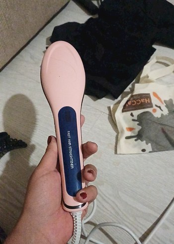 Pastel Pembe Saç Düzleştirici Fırça - Görsel 2