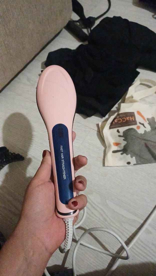 Pastel Pembe Saç Düzleştirici Fırça - Görsel 2