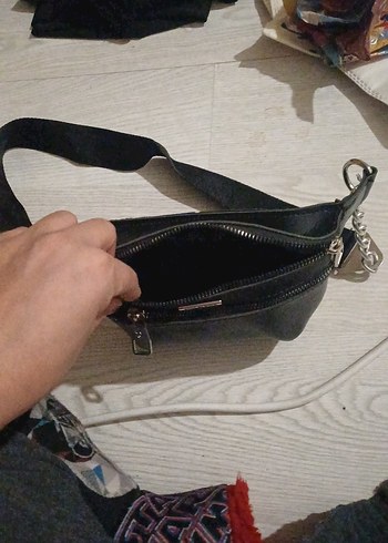 Kadın Siyah Deri Bel Çantası Tokalı - Görsel 2